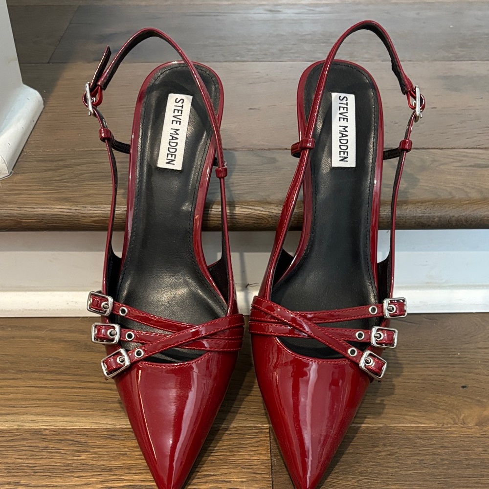Steve Madden Glossy Red Strappy Heels